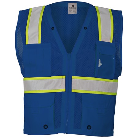 KISHIGO L-XL Royal Blue Enhanced Visibility Multi Pocket Vest B102-L-XL